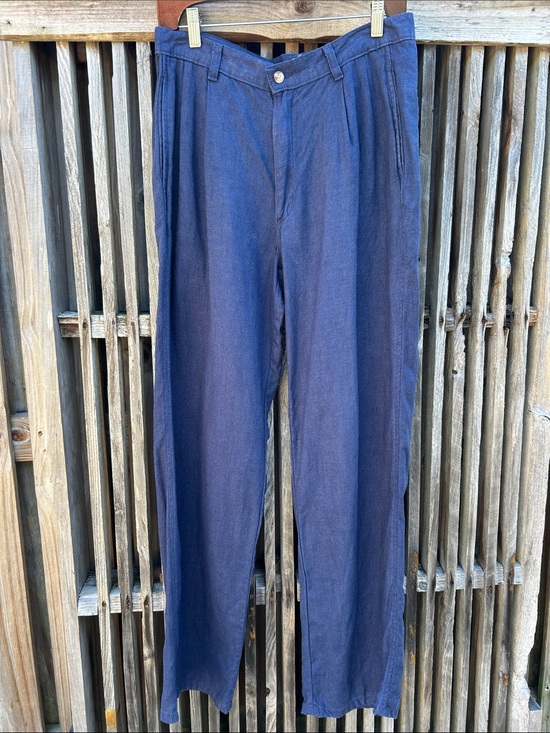 Polo Ralph Lauren Other - Vintage Polo Ralph Lauren Navy Blue Pleated Linen Trousers 30x32 RN 41381